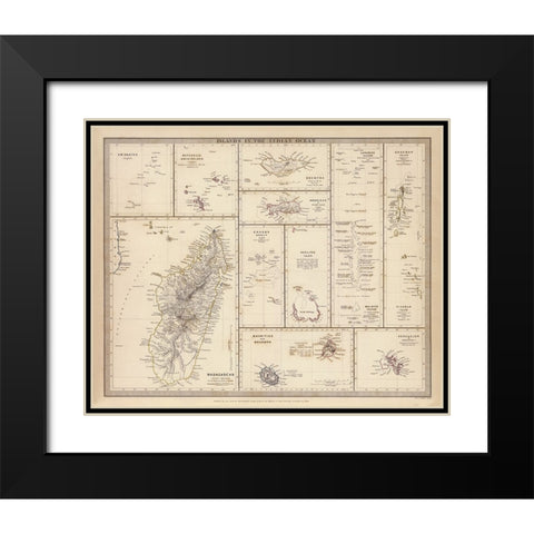 Islands in the Indian Ocean - 1844 Black Modern Wood Framed Art Print with Double Matting by CAG