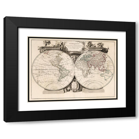 Description Du Globe Terrestre - 1784 Black Modern Wood Framed Art Print with Double Matting by CAG
