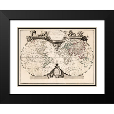 Description Du Globe Terrestre - 1784 Black Modern Wood Framed Art Print with Double Matting by CAG
