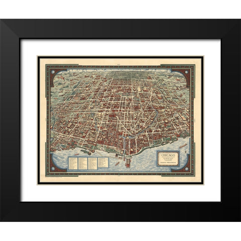 Map of Chicago, 1938 Black Modern Wood Framed Art Print with Double Matting by CAG