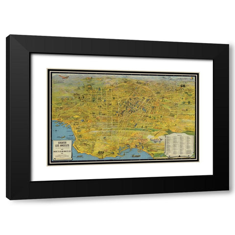 Map of Los Angeles, 1932 Black Modern Wood Framed Art Print with Double Matting by CAG