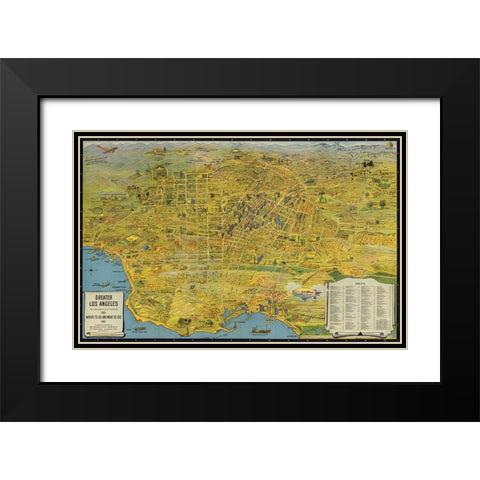 Map of Los Angeles, 1932 Black Modern Wood Framed Art Print with Double Matting by CAG
