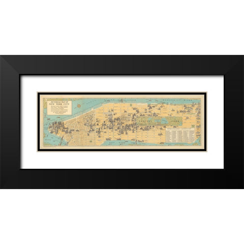 Map of New York City, 1926 Black Modern Wood Framed Art Print with Double Matting by CAG