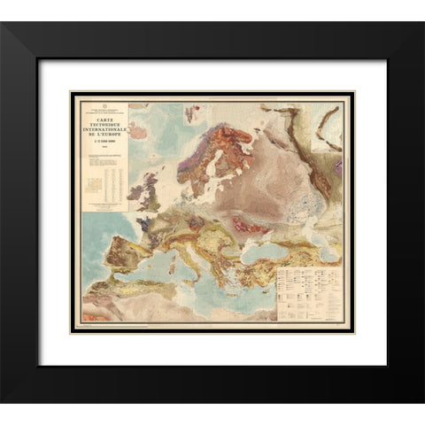 Geological Map of the World - 1962 Black Modern Wood Framed Art Print with Double Matting by CAG