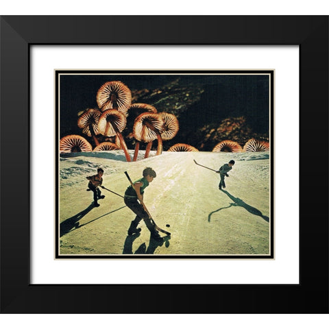 Mushrooms Black Modern Wood Framed Art Print with Double Matting by Wonder, Howie