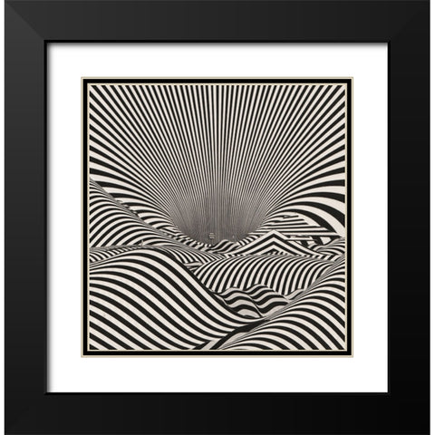 Currents Black Modern Wood Framed Art Print with Double Matting by Wonder, Howie
