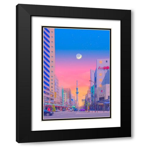 City Pop - Tokyo Black Modern Wood Framed Art Print with Double Matting by Orozco, Danner