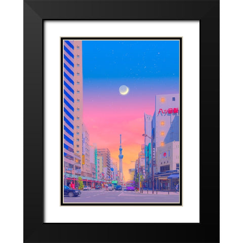 City Pop - Tokyo Black Modern Wood Framed Art Print with Double Matting by Orozco, Danner
