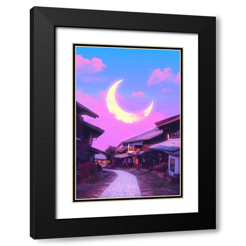 Dreamy Town Black Modern Wood Framed Art Print with Double Matting by Orozco, Danner