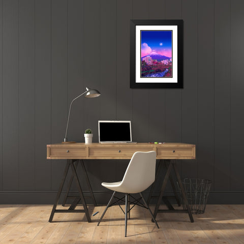 Fujisan Black Modern Wood Framed Art Print with Double Matting by Orozco, Danner