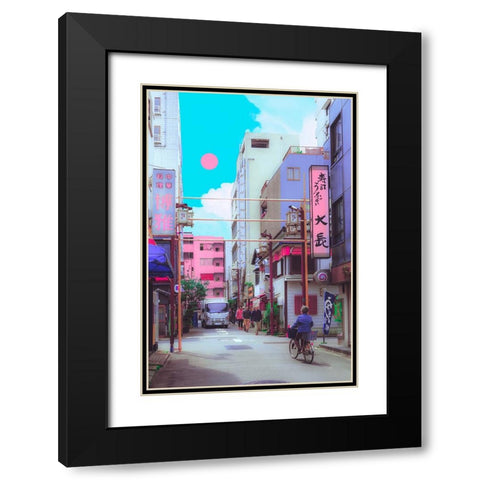 Kyoto Pastel City Black Modern Wood Framed Art Print with Double Matting by Orozco, Danner