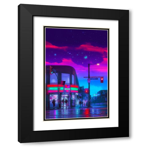 Neon Store Black Modern Wood Framed Art Print with Double Matting by Orozco, Danner