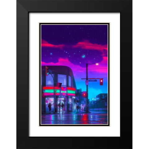 Neon Store Black Modern Wood Framed Art Print with Double Matting by Orozco, Danner