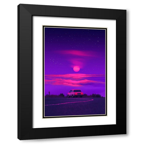 Outrun Driver 3 Black Modern Wood Framed Art Print with Double Matting by Orozco, Danner