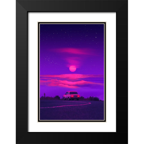 Outrun Driver 3 Black Modern Wood Framed Art Print with Double Matting by Orozco, Danner