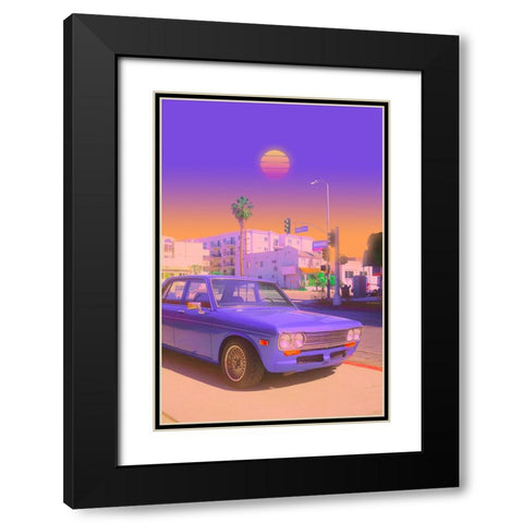 Retrowave 90s Black Modern Wood Framed Art Print with Double Matting by Orozco, Danner