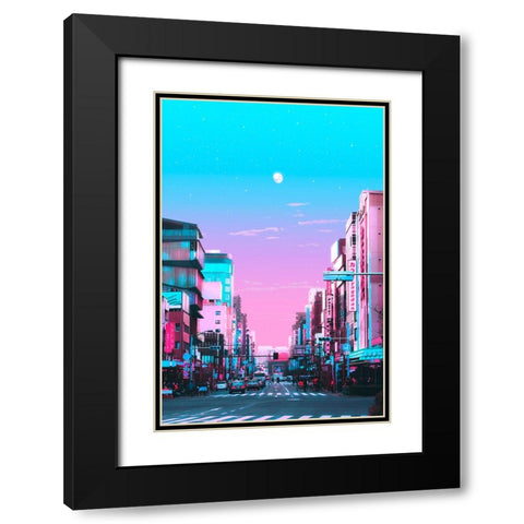Tokyo Pastel City Black Modern Wood Framed Art Print with Double Matting by Orozco, Danner