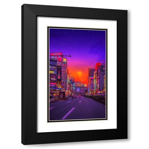 Tokyo Sunset Black Modern Wood Framed Art Print with Double Matting by Orozco, Danner
