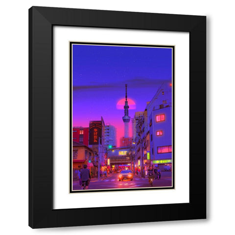 Tokyo Traffic Black Modern Wood Framed Art Print with Double Matting by Orozco, Danner