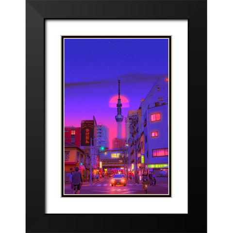 Tokyo Traffic Black Modern Wood Framed Art Print with Double Matting by Orozco, Danner