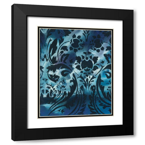 Indigo Patterns I Black Modern Wood Framed Art Print with Double Matting by Adkin, Arielle
