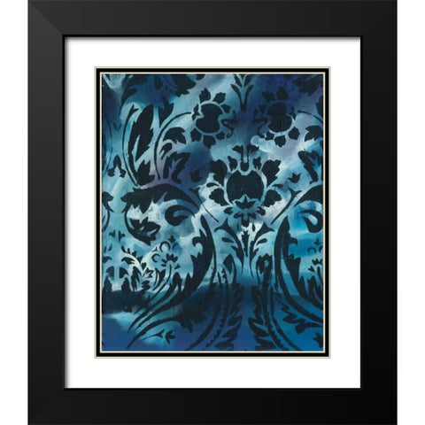 Indigo Patterns I Black Modern Wood Framed Art Print with Double Matting by Adkin, Arielle