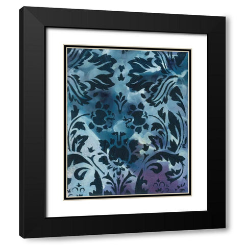 Indigo Patterns II Black Modern Wood Framed Art Print with Double Matting by Adkin, Arielle