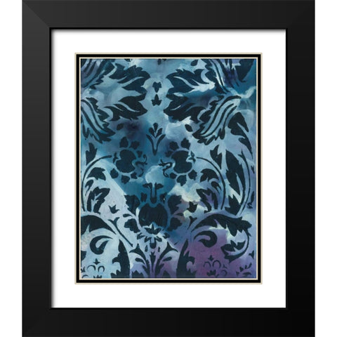 Indigo Patterns II Black Modern Wood Framed Art Print with Double Matting by Adkin, Arielle