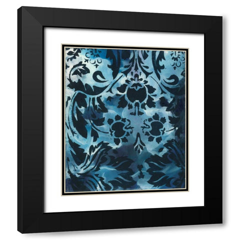 Indigo Patterns III Black Modern Wood Framed Art Print with Double Matting by Adkin, Arielle