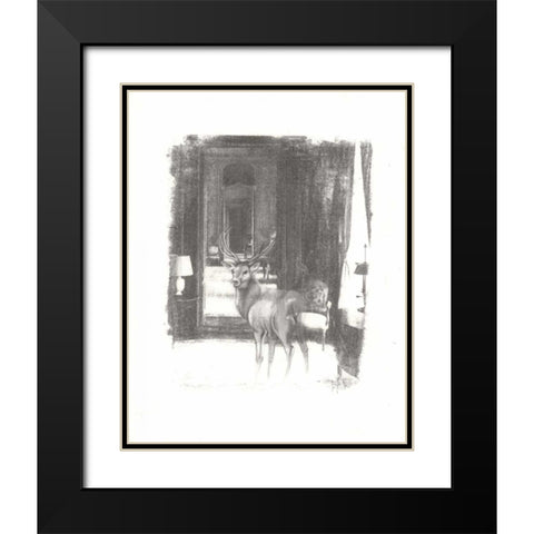 Deer II Black Modern Wood Framed Art Print with Double Matting by Adkin, Arielle