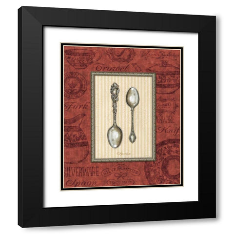 Spoon Black Modern Wood Framed Art Print with Double Matting by Audrey, Charlene