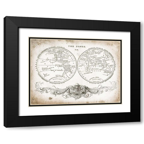 Zone World Map I Black Modern Wood Framed Art Print with Double Matting by Babbit, Gwendolyn