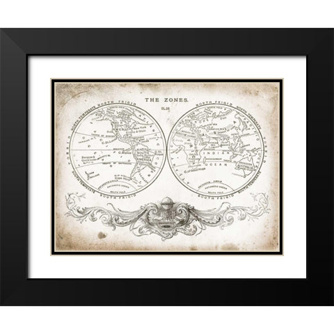 Zone World Map I Black Modern Wood Framed Art Print with Double Matting by Babbit, Gwendolyn