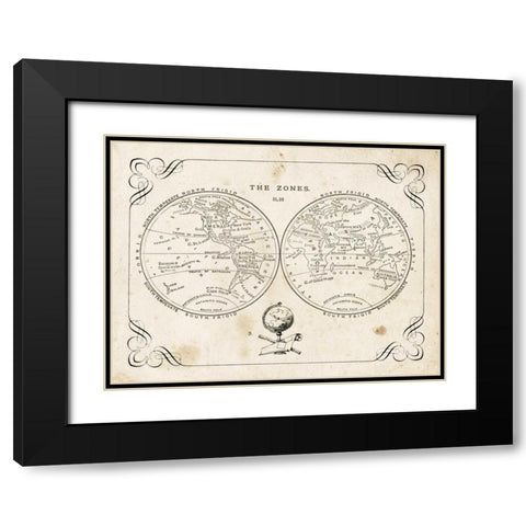 Zone World Map II Black Modern Wood Framed Art Print with Double Matting by Babbit, Gwendolyn