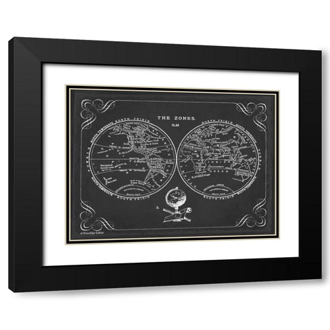 Zone World Map III Black Modern Wood Framed Art Print with Double Matting by Babbit, Gwendolyn