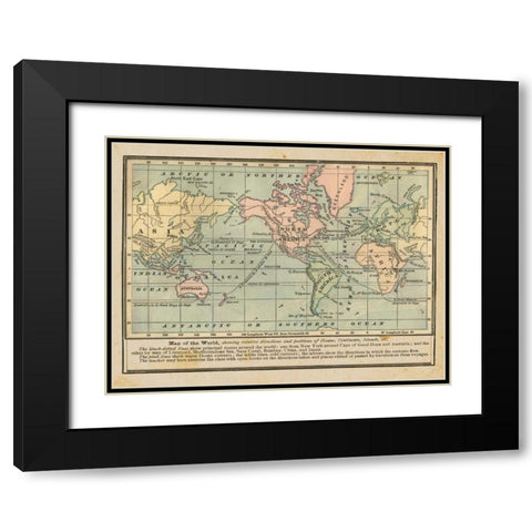 World Map I Black Modern Wood Framed Art Print with Double Matting by Babbit, Gwendolyn