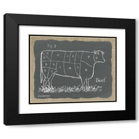 Cow on Burlap Black Modern Wood Framed Art Print with Double Matting by Babbitt, Gwendolyn