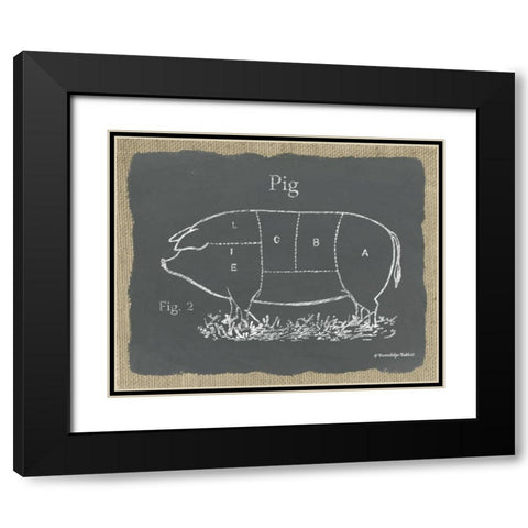 Pig on Burlap Black Modern Wood Framed Art Print with Double Matting by Babbitt, Gwendolyn