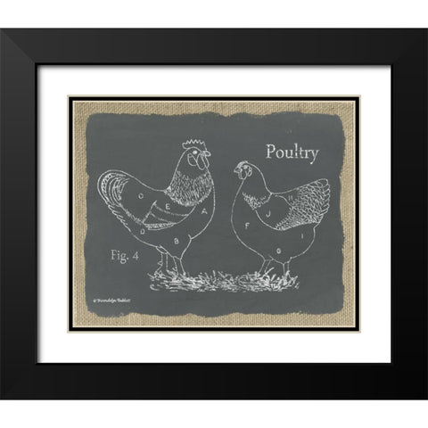 Poultry on Burlap Black Modern Wood Framed Art Print with Double Matting by Babbitt, Gwendolyn