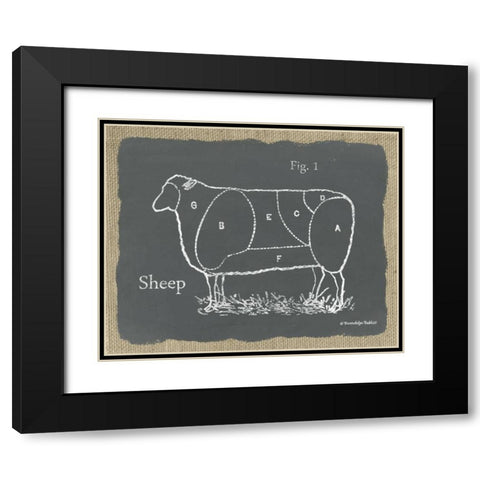 Sheep on Burlap Black Modern Wood Framed Art Print with Double Matting by Babbitt, Gwendolyn