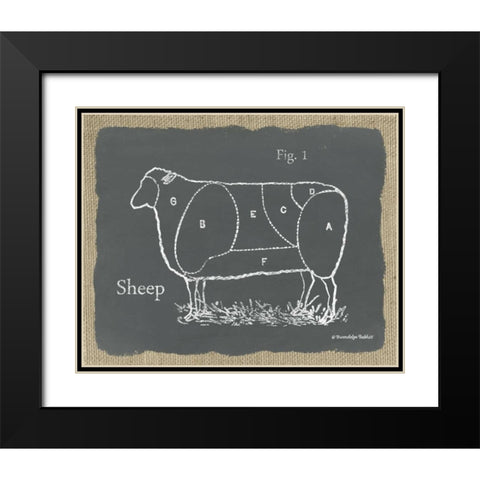 Sheep on Burlap Black Modern Wood Framed Art Print with Double Matting by Babbitt, Gwendolyn