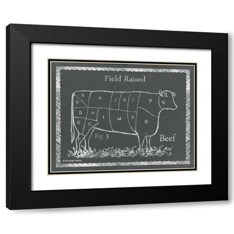 Sectioned Cow Black Modern Wood Framed Art Print with Double Matting by Babbitt, Gwendolyn