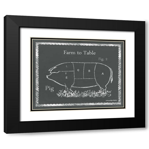 Sectioned Pig Black Modern Wood Framed Art Print with Double Matting by Babbitt, Gwendolyn