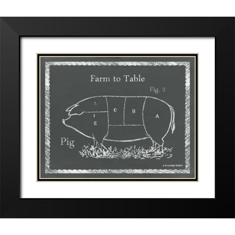 Sectioned Pig Black Modern Wood Framed Art Print with Double Matting by Babbitt, Gwendolyn