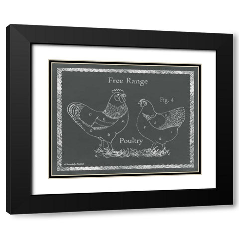 Sectioned Poultry Black Modern Wood Framed Art Print with Double Matting by Babbitt, Gwendolyn