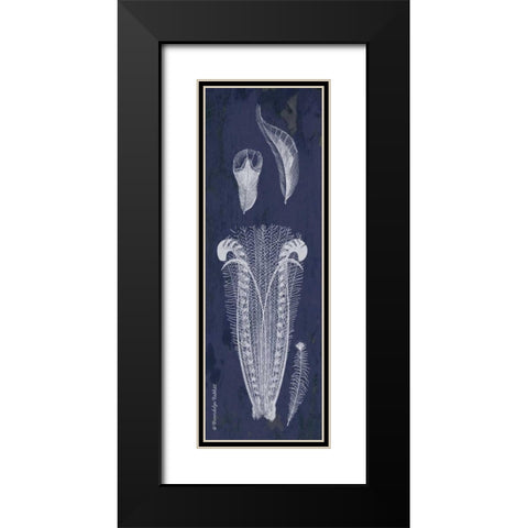 Indigo Feathers I Black Modern Wood Framed Art Print with Double Matting by Babbitt, Gwendolyn