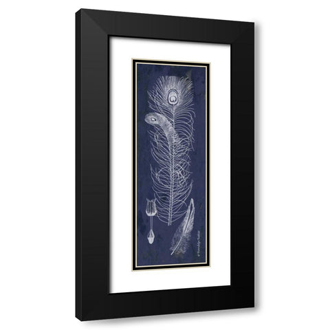 Indigo Feathers II Black Modern Wood Framed Art Print with Double Matting by Babbitt, Gwendolyn