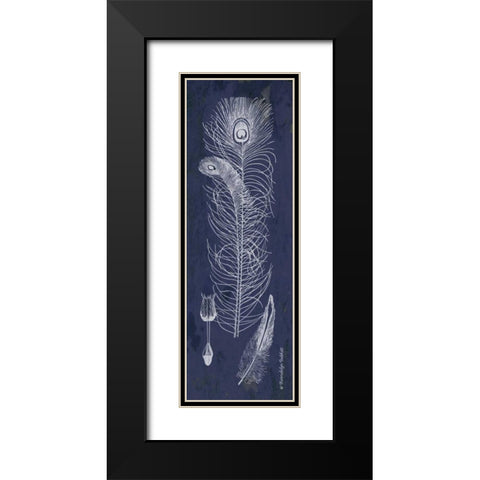 Indigo Feathers II Black Modern Wood Framed Art Print with Double Matting by Babbitt, Gwendolyn