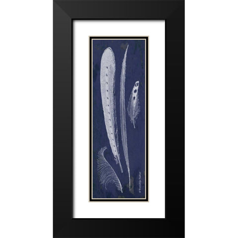 Indigo Feathers IV Black Modern Wood Framed Art Print with Double Matting by Babbitt, Gwendolyn