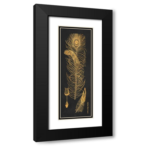 Gold Feathers II Black Modern Wood Framed Art Print with Double Matting by Babbitt, Gwendolyn